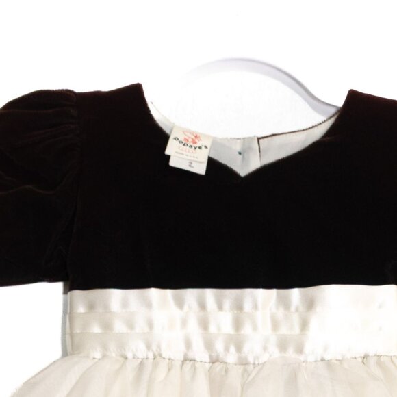 Popaye's Size 2 Vintage Daisy Kingdom Girls Dress Black Velvet & White Tulle - Picture 2 of 8